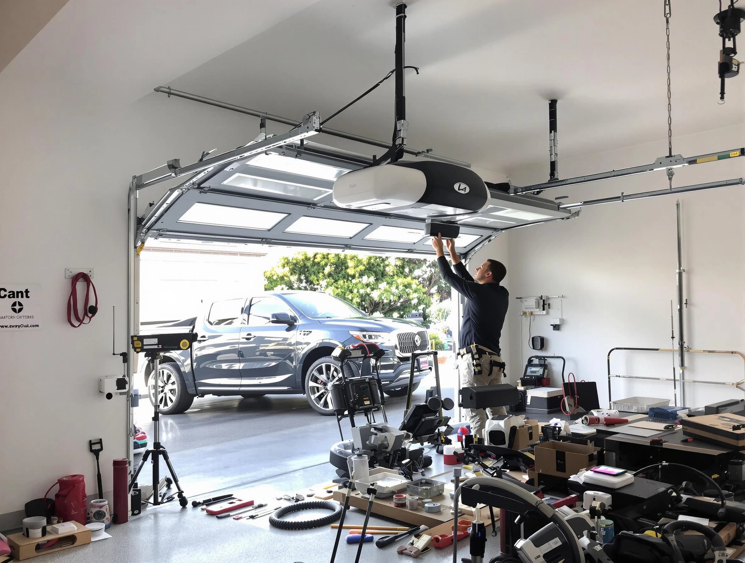 Revere Garage Door Repair specialist installing smart garage door opener system in Revere home