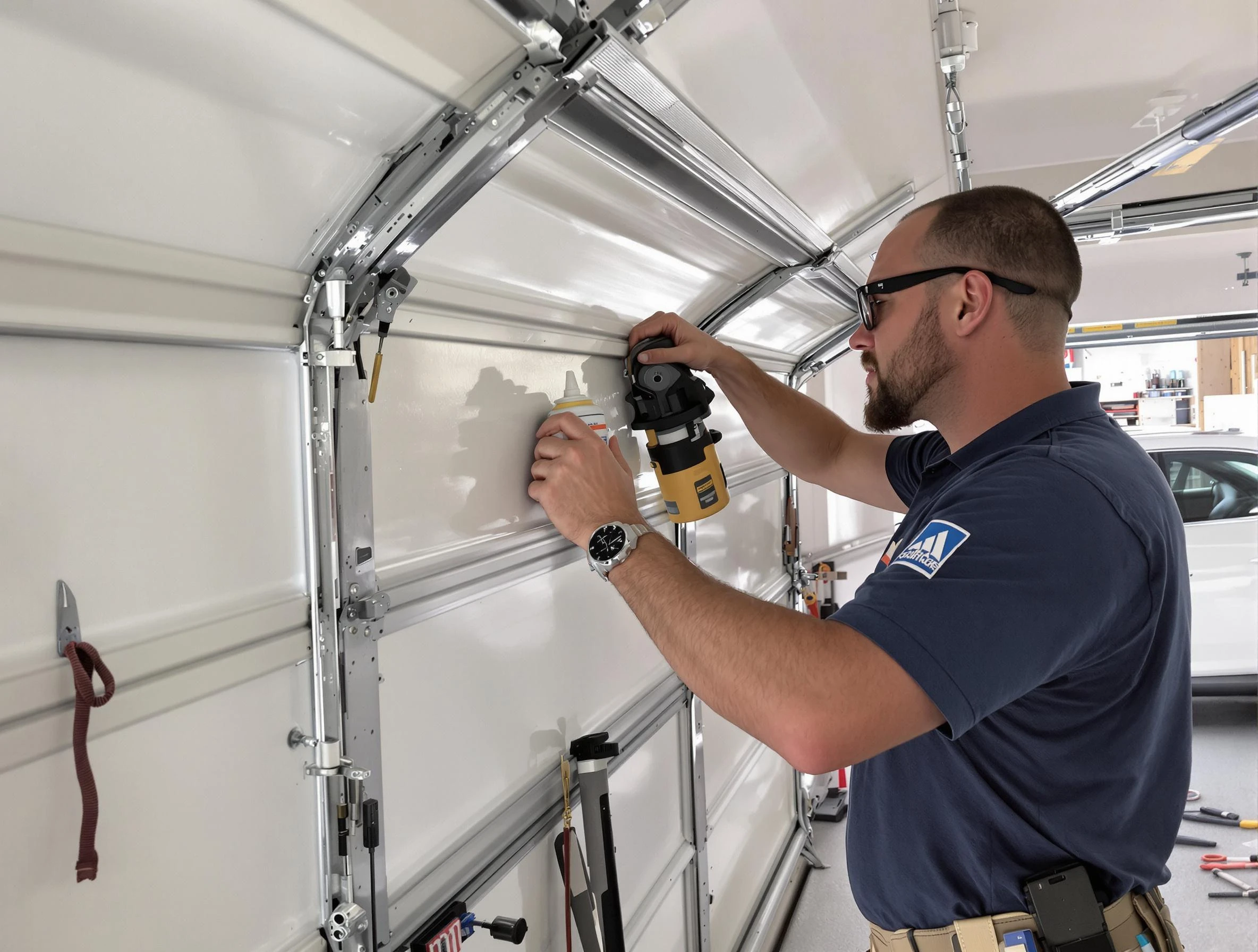 Revere Garage Door Repair technician performing comprehensive noise reduction service in Revere