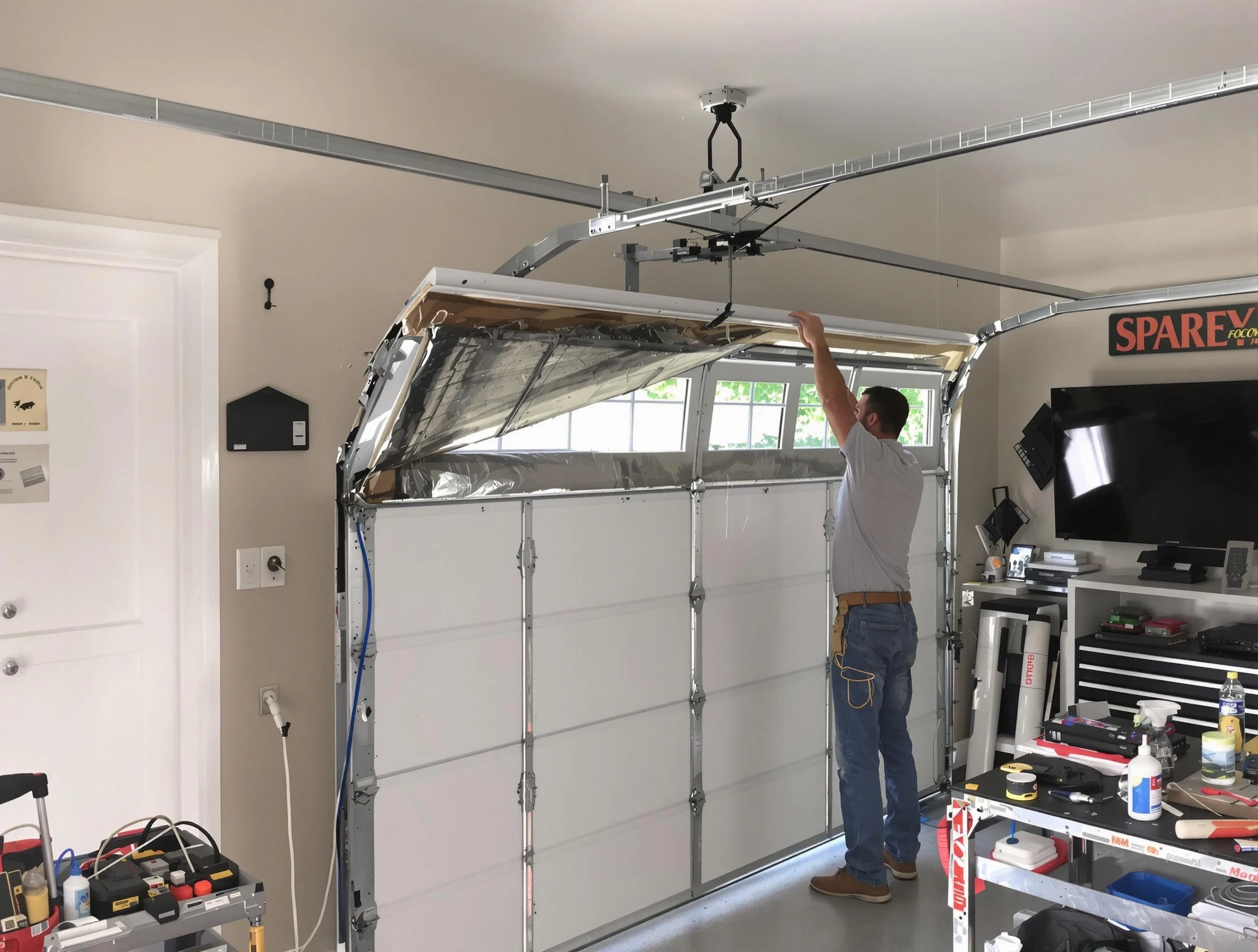Garage door section replacement by Revere Garage Door Repair in Revere