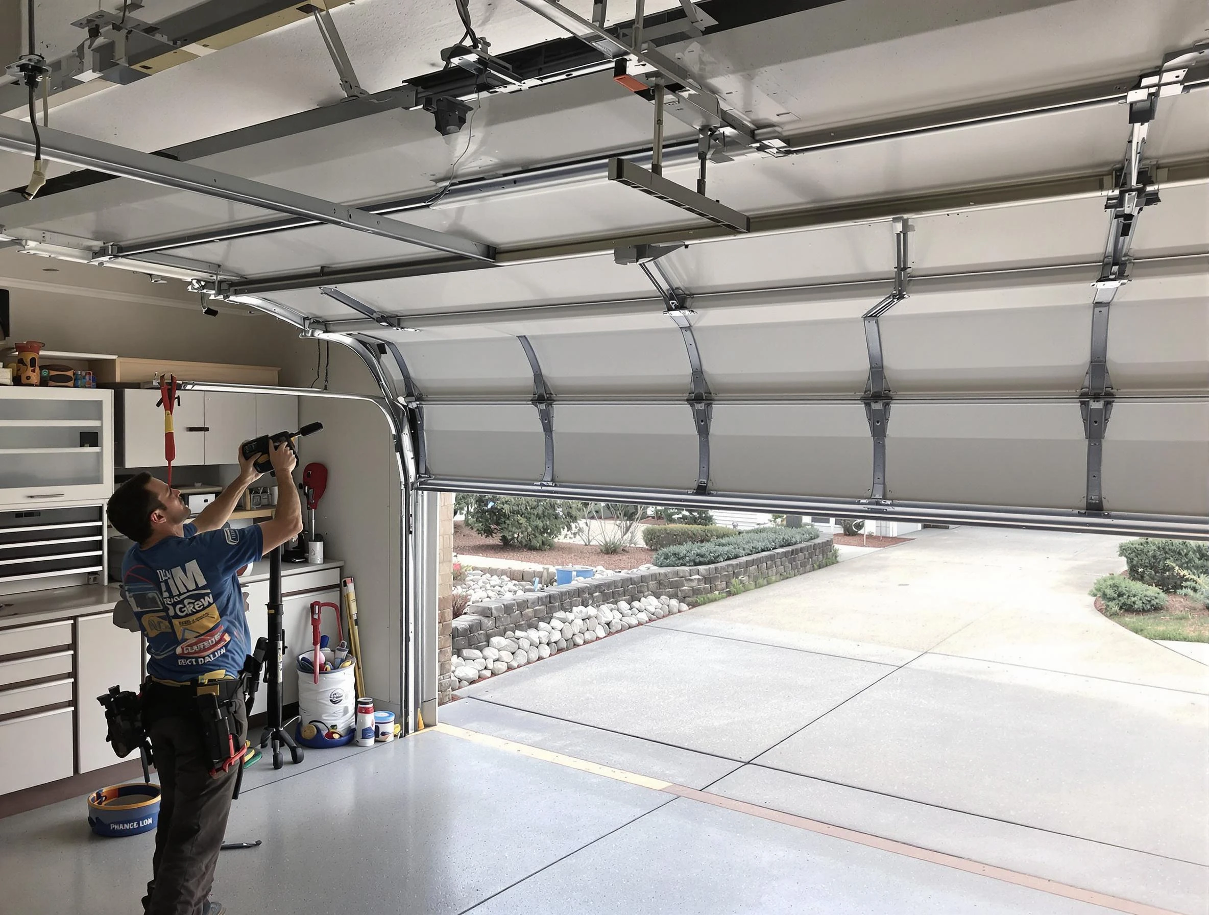 Garage door track repair service by Revere Garage Door Repair in Revere